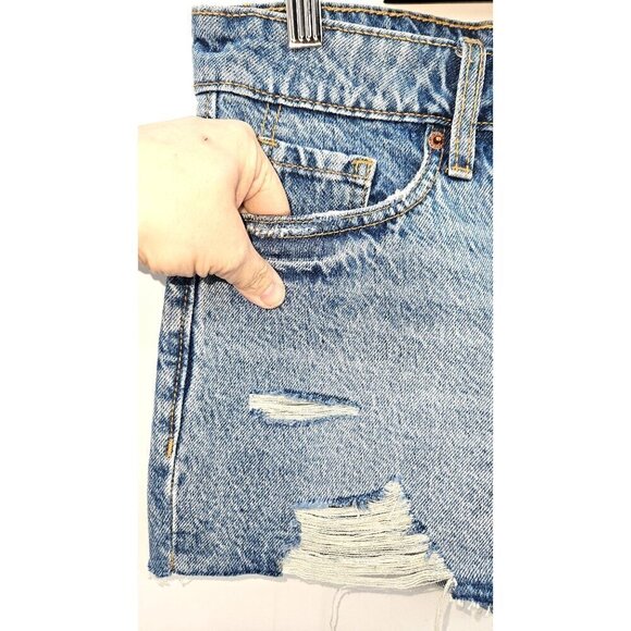 Old Navy High Rise OG Straight Womens Sz 4 Fray Shorty Short Distressed Blue NEW - Picture 4 of 12
